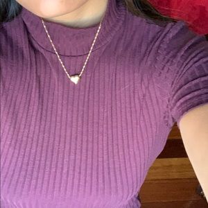Turtleneck short sleeved cranberry top